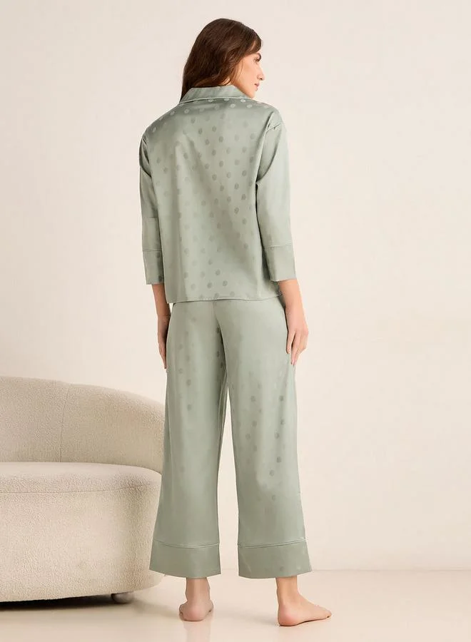 Splash FAV  Pyjama Set Button-Down Shirt & Pants Satin for Women | Best Price UAE